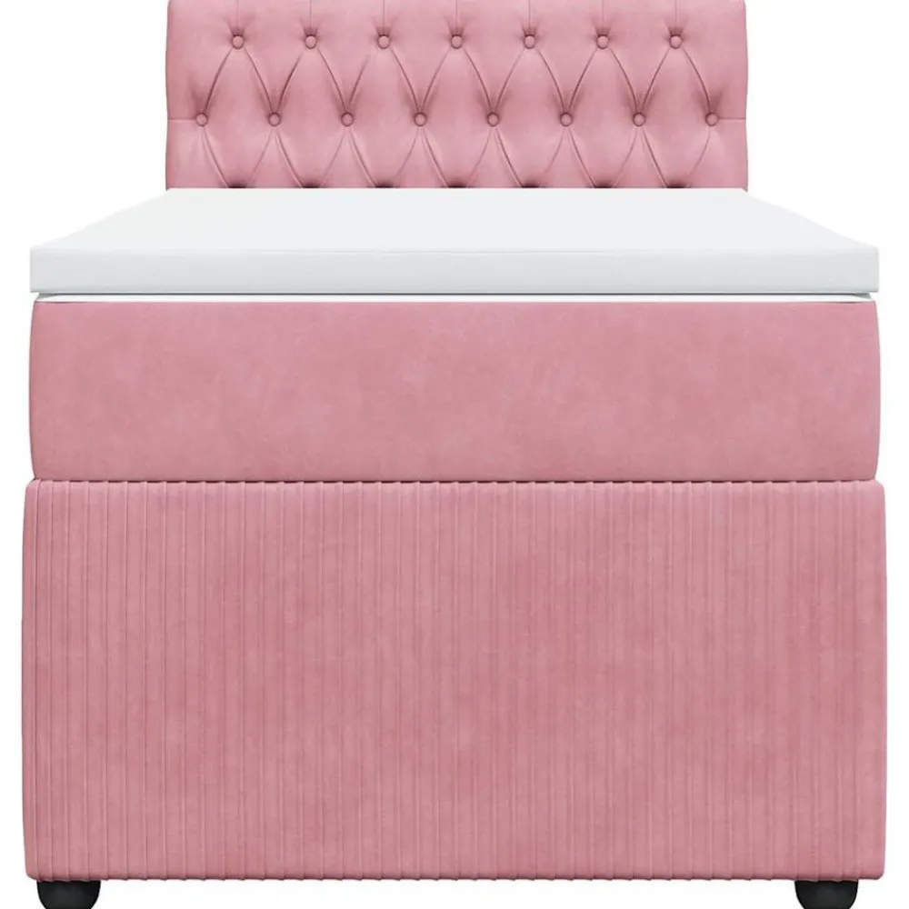 vidaXL Cama box spring con colchón terciopelo 80x200 cm Rosa Hot