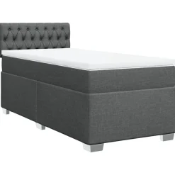 vidaXL Cama box spring con colchón tela 80x200 cm Gris oscuro Outlet