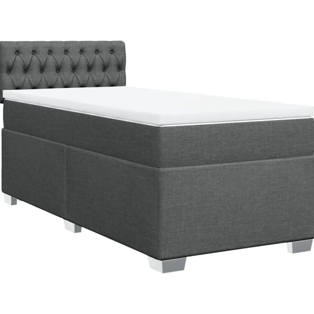 vidaXL Cama box spring con colchón tela 80x200 cm Gris oscuro Outlet