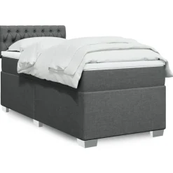 vidaXL Cama box spring con colchón tela 80x200 cm Gris oscuro Outlet