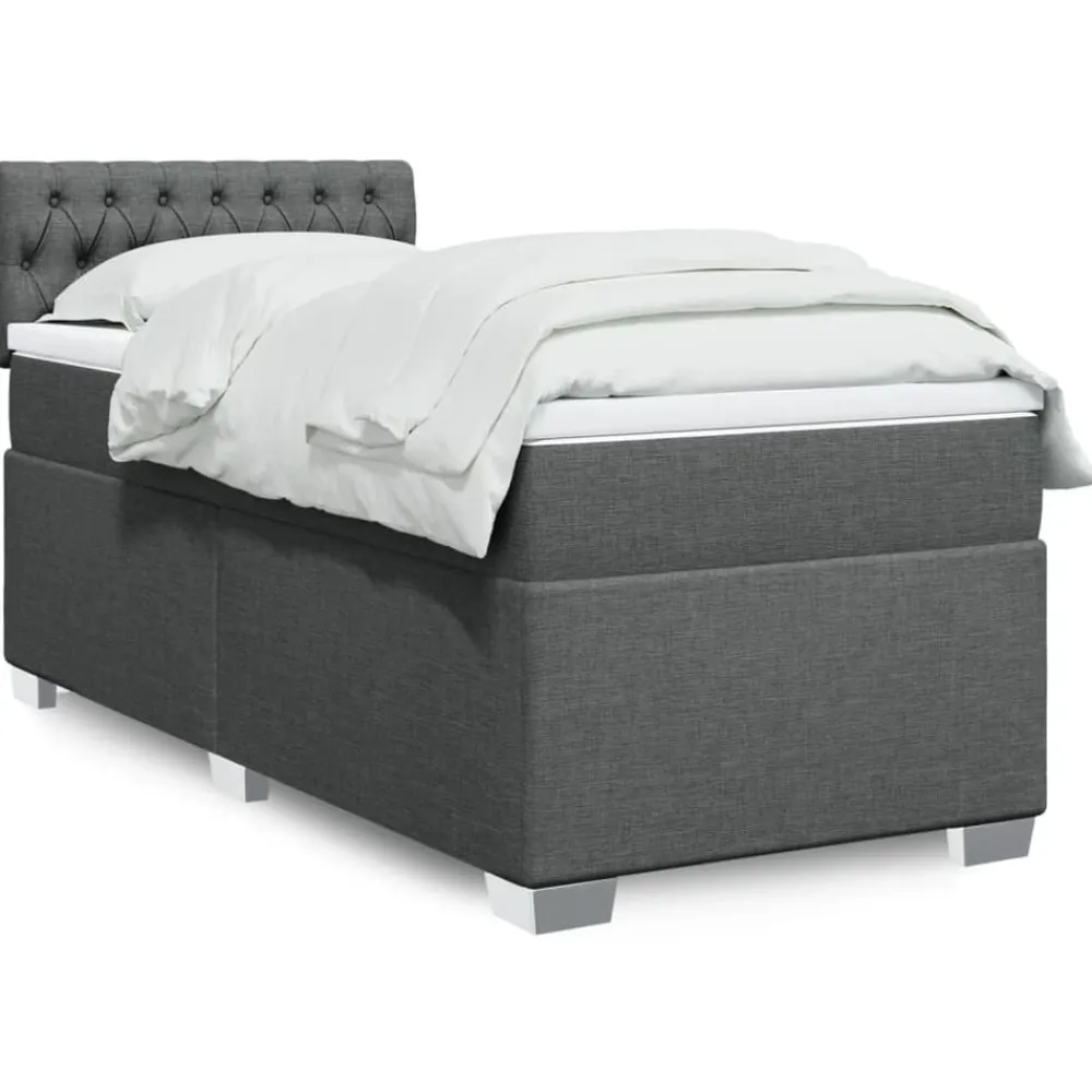 vidaXL Cama box spring con colchón tela 80x200 cm Gris oscuro Outlet