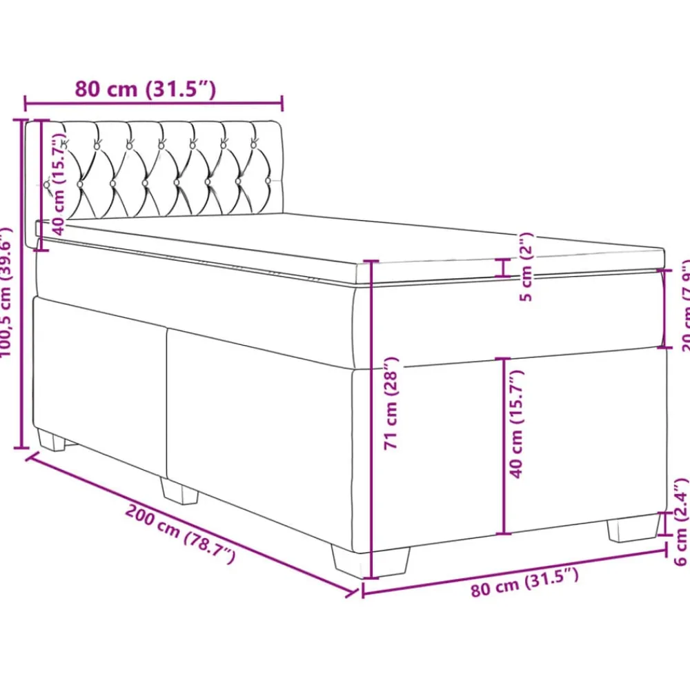 vidaXL Cama box spring con colchón tela 80x200 cm Gris oscuro Outlet