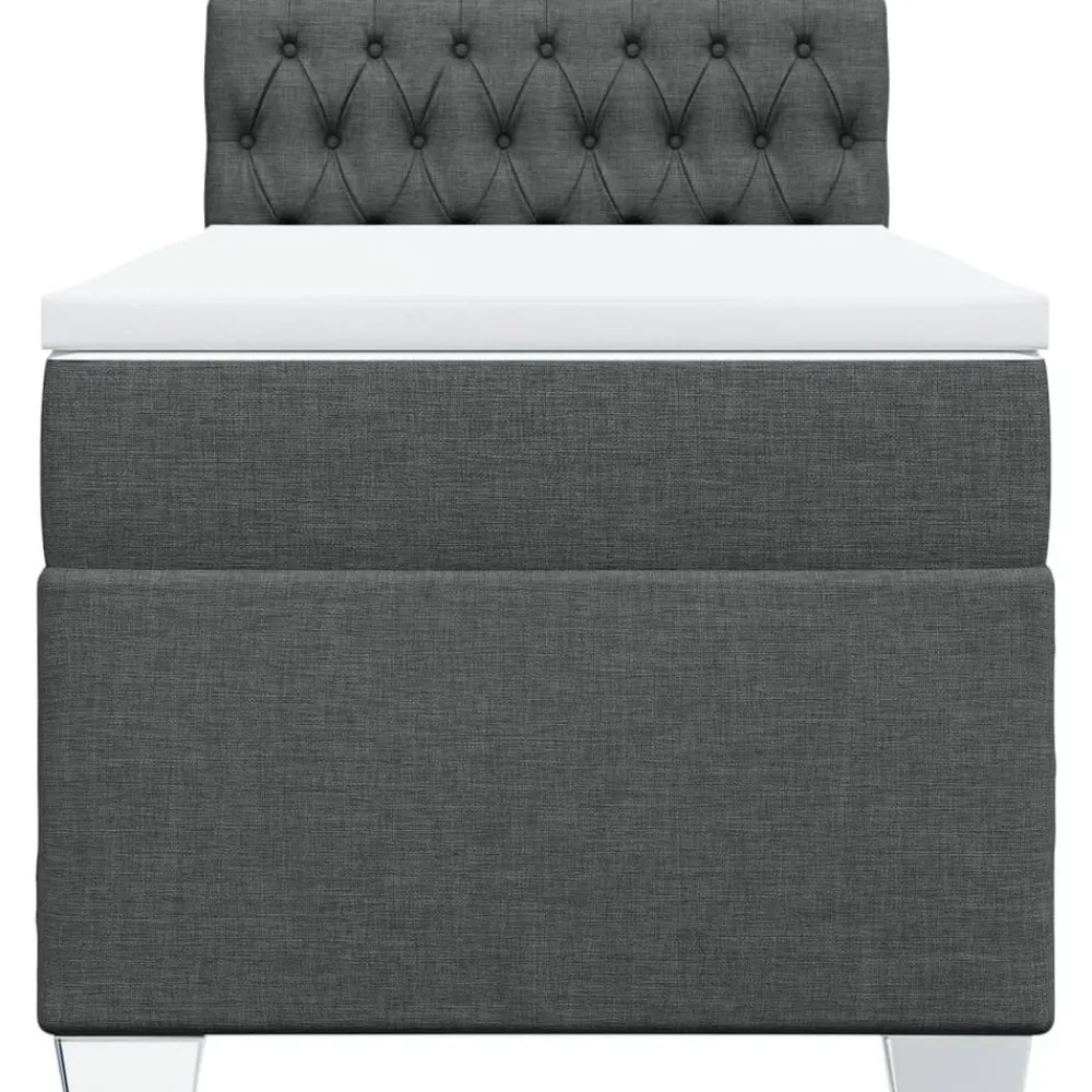 vidaXL Cama box spring con colchón tela 80x200 cm Gris oscuro Outlet