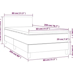 vidaXL Cama box spring colchón y LED terciopelo 80x200 cm Gris oscuro Best