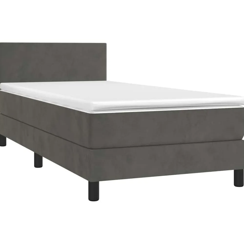 vidaXL Cama box spring colchón y LED terciopelo 80x200 cm Gris oscuro Best