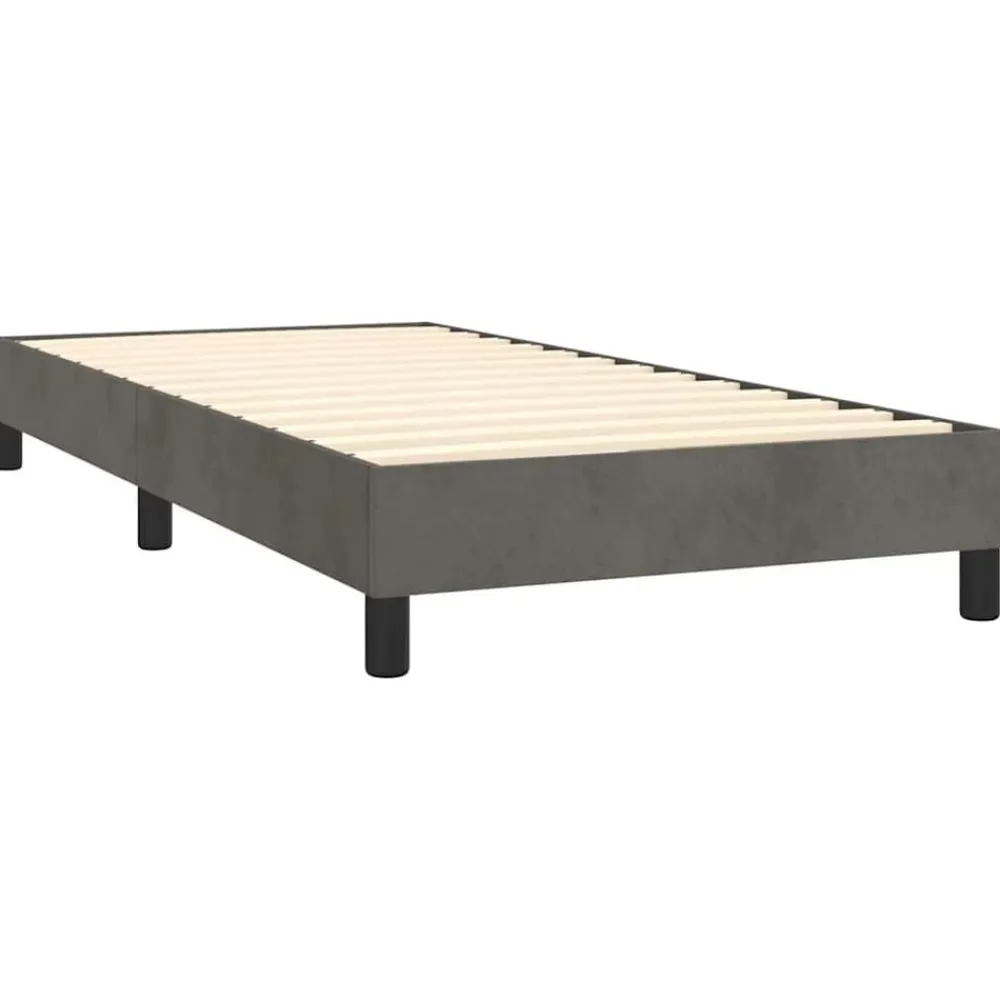vidaXL Cama box spring colchón y LED terciopelo 80x200 cm Gris oscuro Best