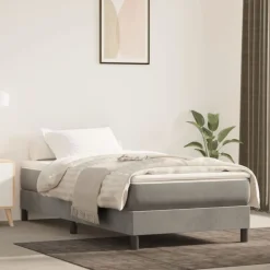 vidaXL Cama box spring con colchón terciopelo 80x200 cm Gris claro Discount