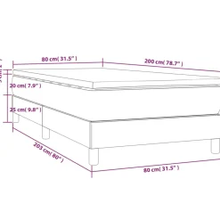 vidaXL Cama box spring con colchón terciopelo 80x200 cm Gris claro Discount