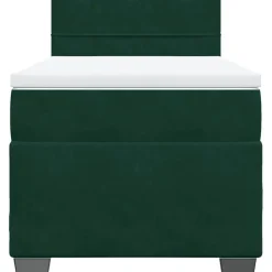 vidaXL Cama box spring con colchón terciopelo 80x200 cm Verde oscuro Sale