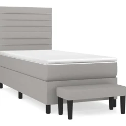vidaXL Cama box spring con colchón tela 80x200 cm Gris claro Online