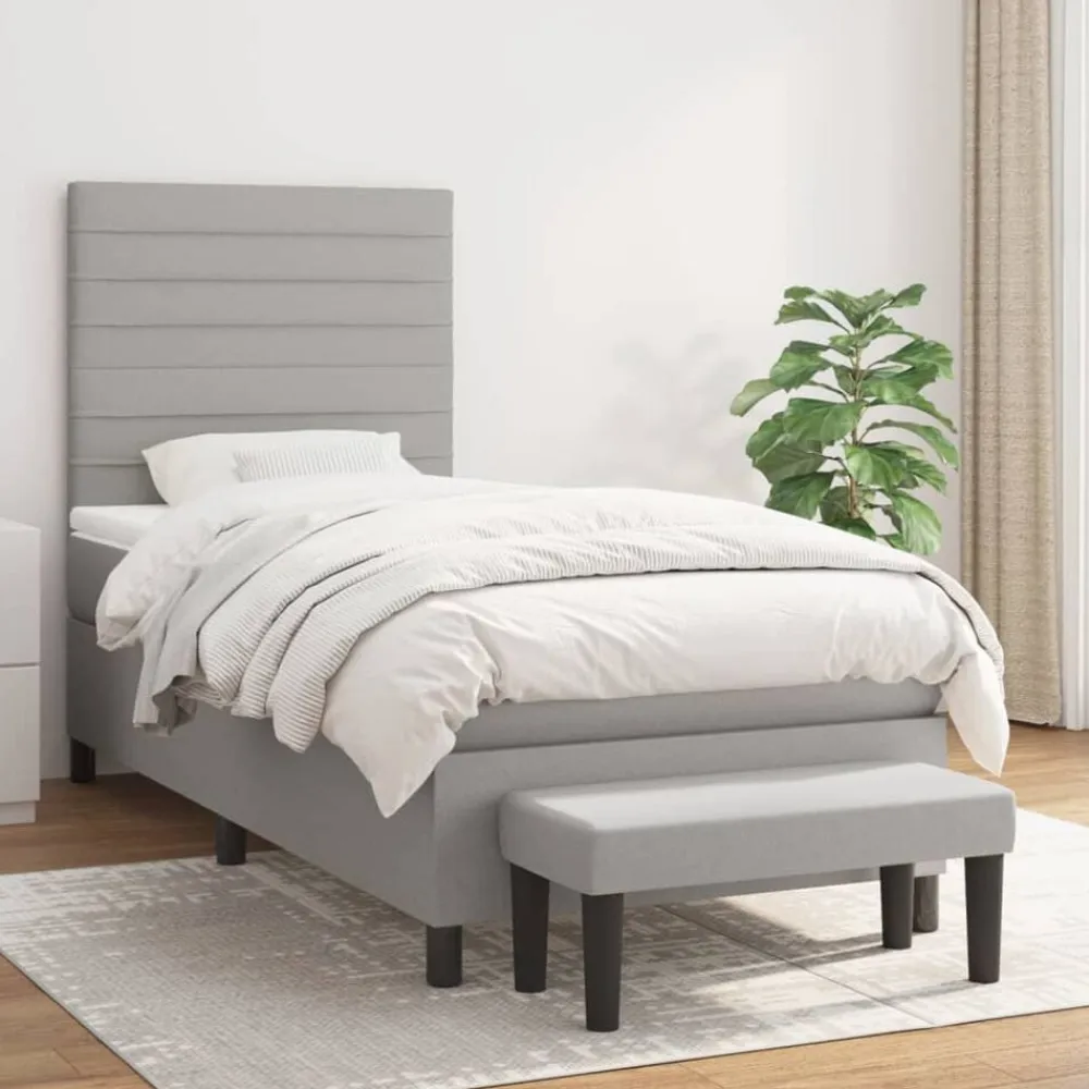 vidaXL Cama box spring con colchón tela 80x200 cm Gris claro Online