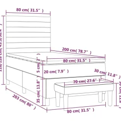 vidaXL Cama box spring con colchón tela 80x200 cm Gris claro Online