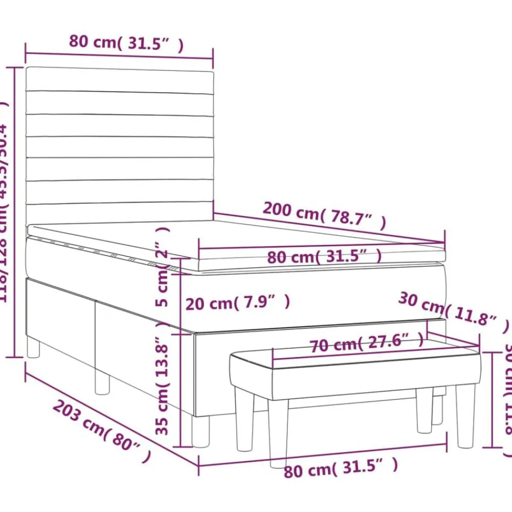 vidaXL Cama box spring con colchón tela 80x200 cm Gris claro Online