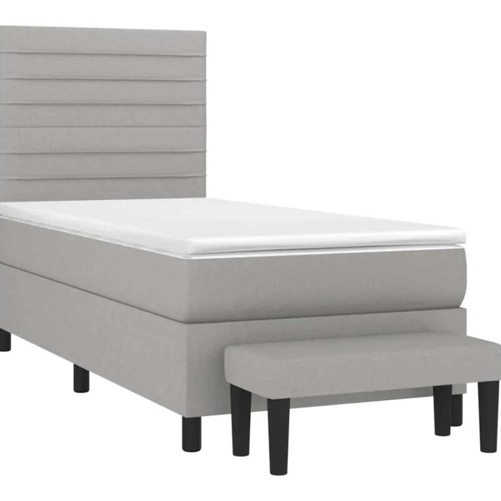 vidaXL Cama box spring con colchón tela 80x200 cm Gris claro Online