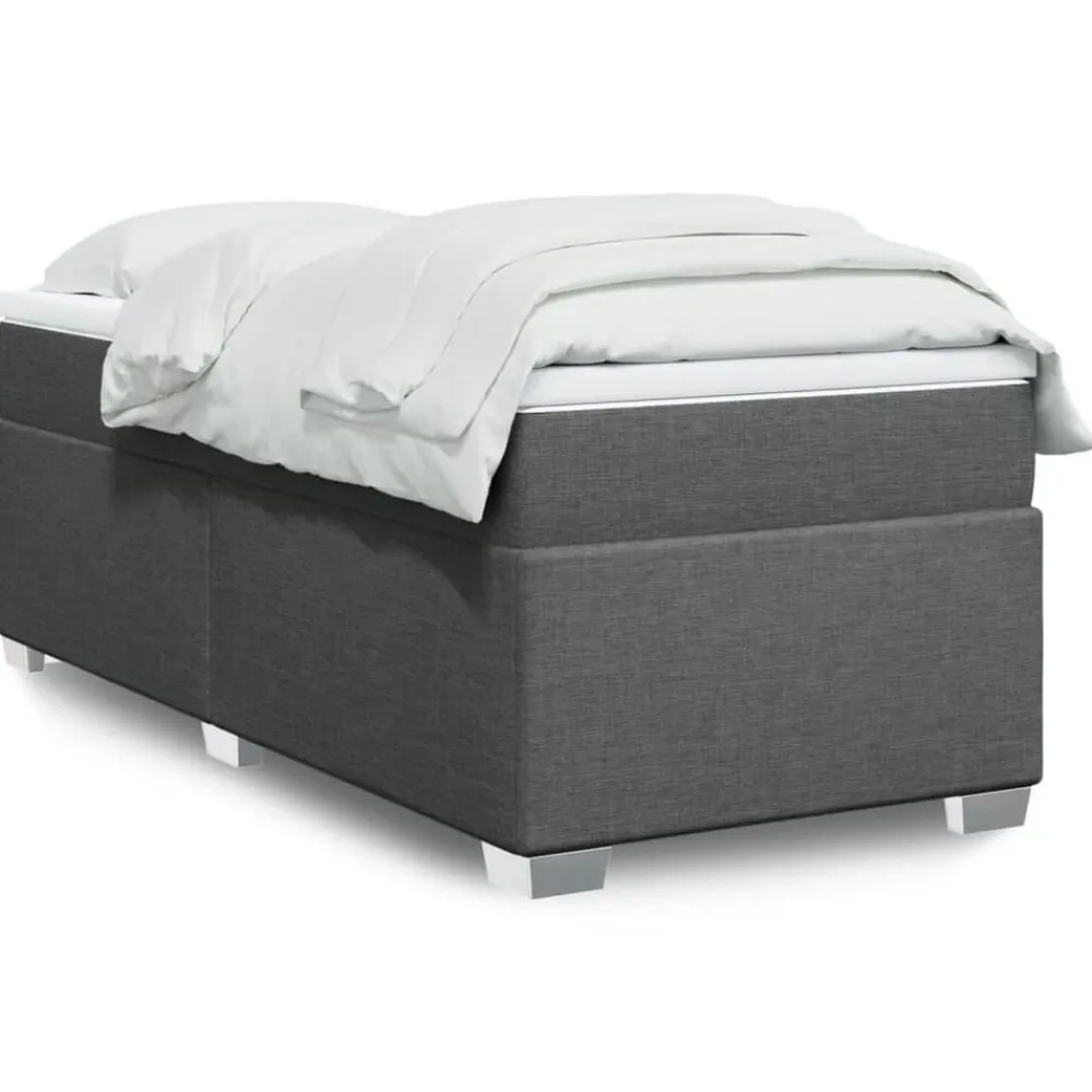 vidaXL Cama box spring con colchón tela 90x190 cm Gris oscuro Discount