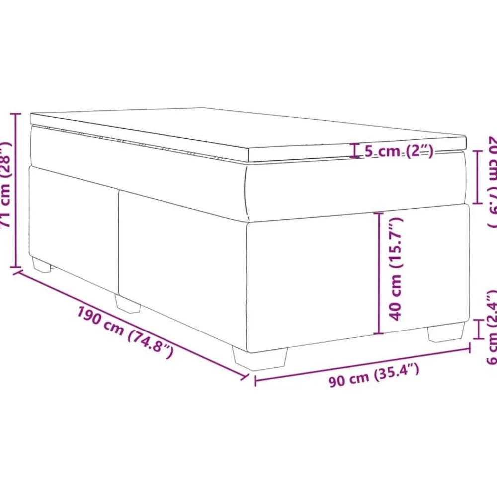 vidaXL Cama box spring con colchón tela 90x190 cm Gris oscuro Discount