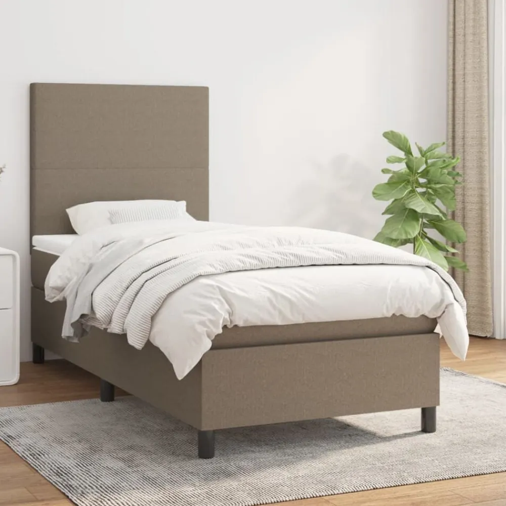 vidaXL Cama box spring con colchón tela gris taupe 80x200 cm Taupé Hot