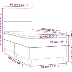 vidaXL Cama box spring con colchón tela gris taupe 80x200 cm Taupé Hot