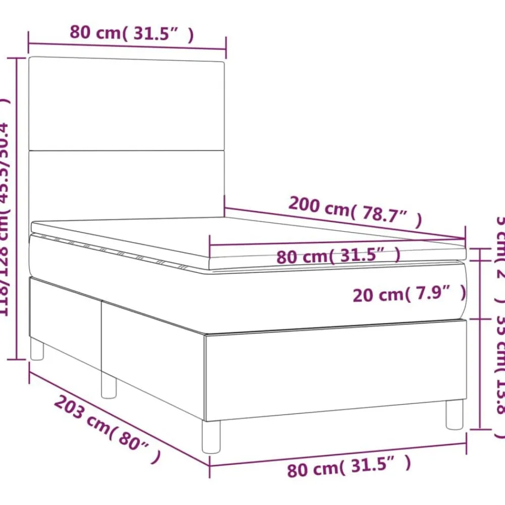 vidaXL Cama box spring con colchón tela gris taupe 80x200 cm Taupé Hot