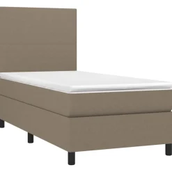 vidaXL Cama box spring con colchón tela gris taupe 80x200 cm Taupé Hot