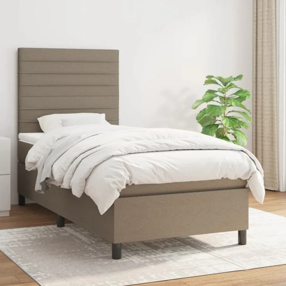 vidaXL Camas Y Accesorios-Cama box spring con colchón tela gris taupe 80x200 cm