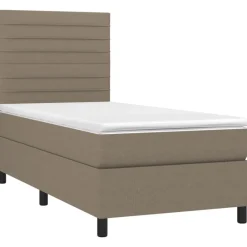 vidaXL Camas Y Accesorios-Cama box spring con colchón tela gris taupe 80x200 cm