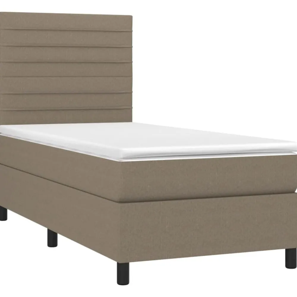 vidaXL Camas Y Accesorios-Cama box spring con colchón tela gris taupe 80x200 cm