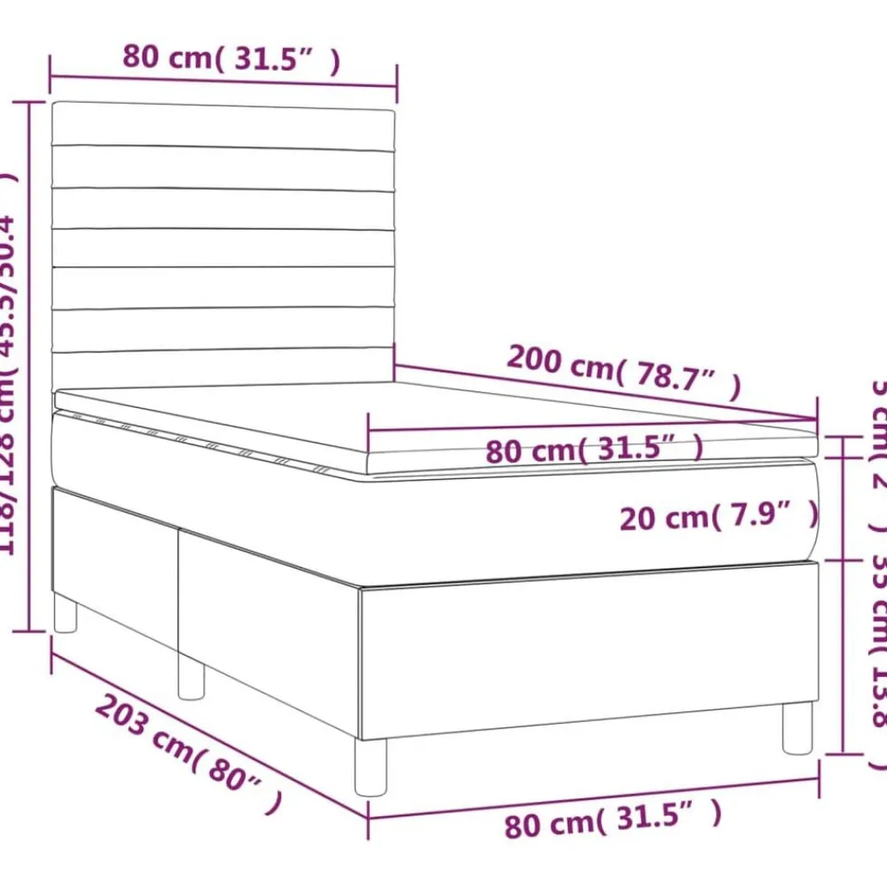 vidaXL Camas Y Accesorios-Cama box spring con colchón tela gris taupe 80x200 cm