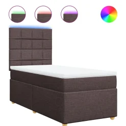 vidaXL Camas Y Accesorios-Cama box spring con colchón tela marrón oscuro 80x200 cm
