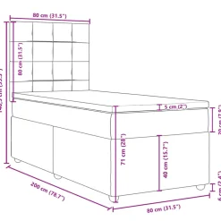 vidaXL Camas Y Accesorios-Cama box spring con colchón tela marrón oscuro 80x200 cm