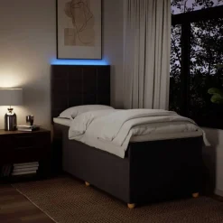 vidaXL Camas Y Accesorios-Cama box spring con colchón tela marrón oscuro 80x200 cm