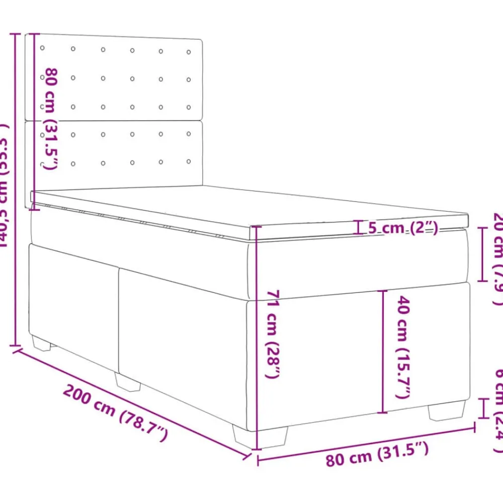 vidaXL Camas Y Accesorios-Cama box spring con colchón tela 80x200 cm