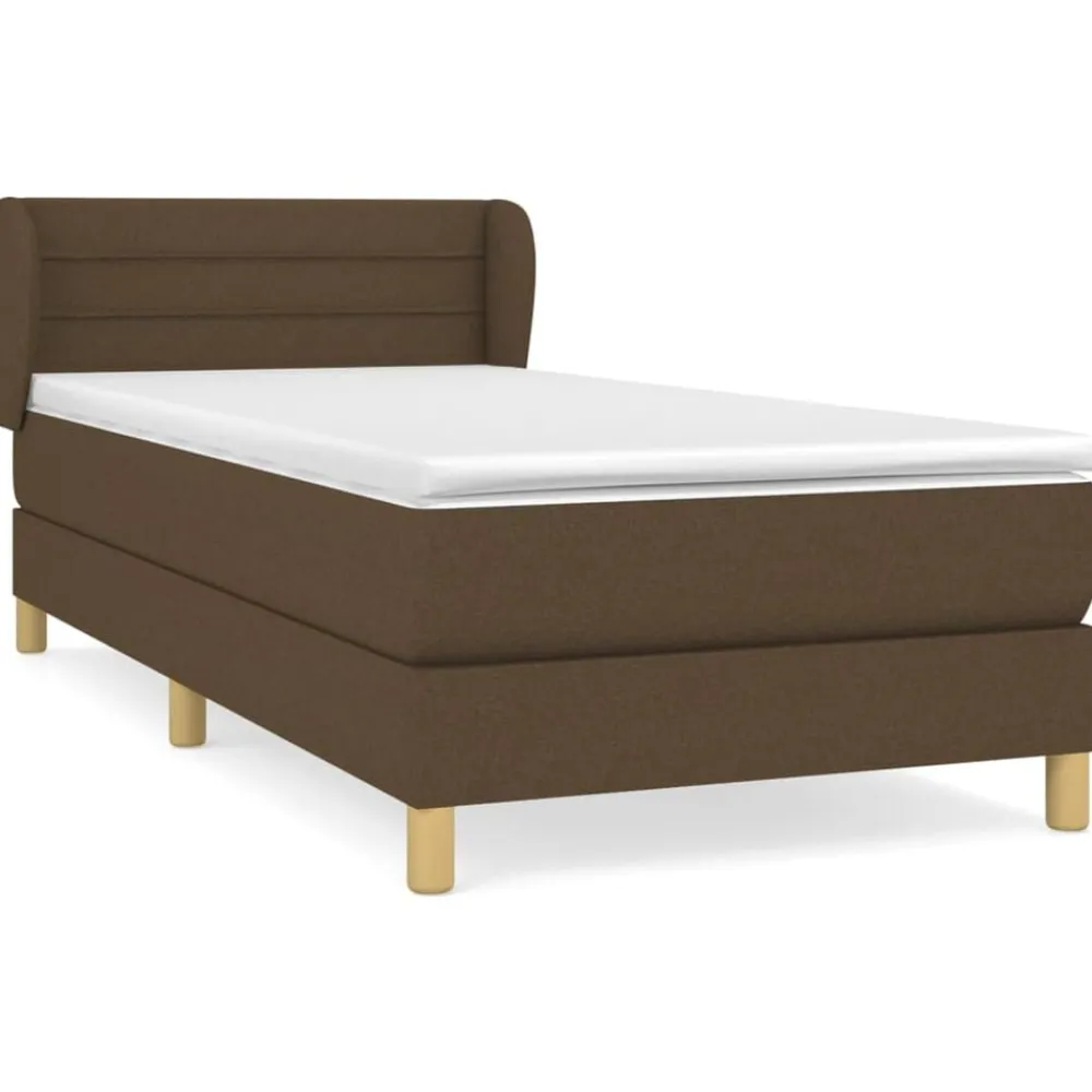 vidaXL Camas Y Accesorios-Cama box spring con colchón tela marrón oscuro 80x200 cm