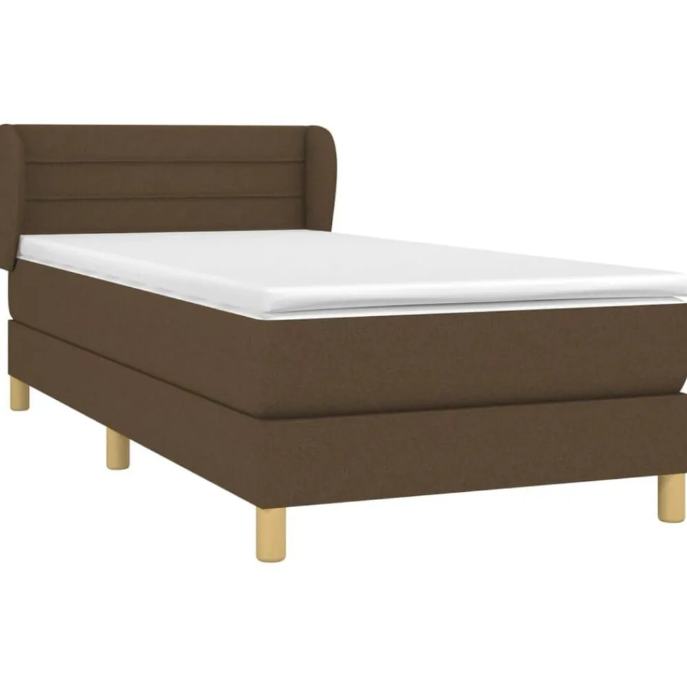vidaXL Camas Y Accesorios-Cama box spring con colchón tela marrón oscuro 80x200 cm