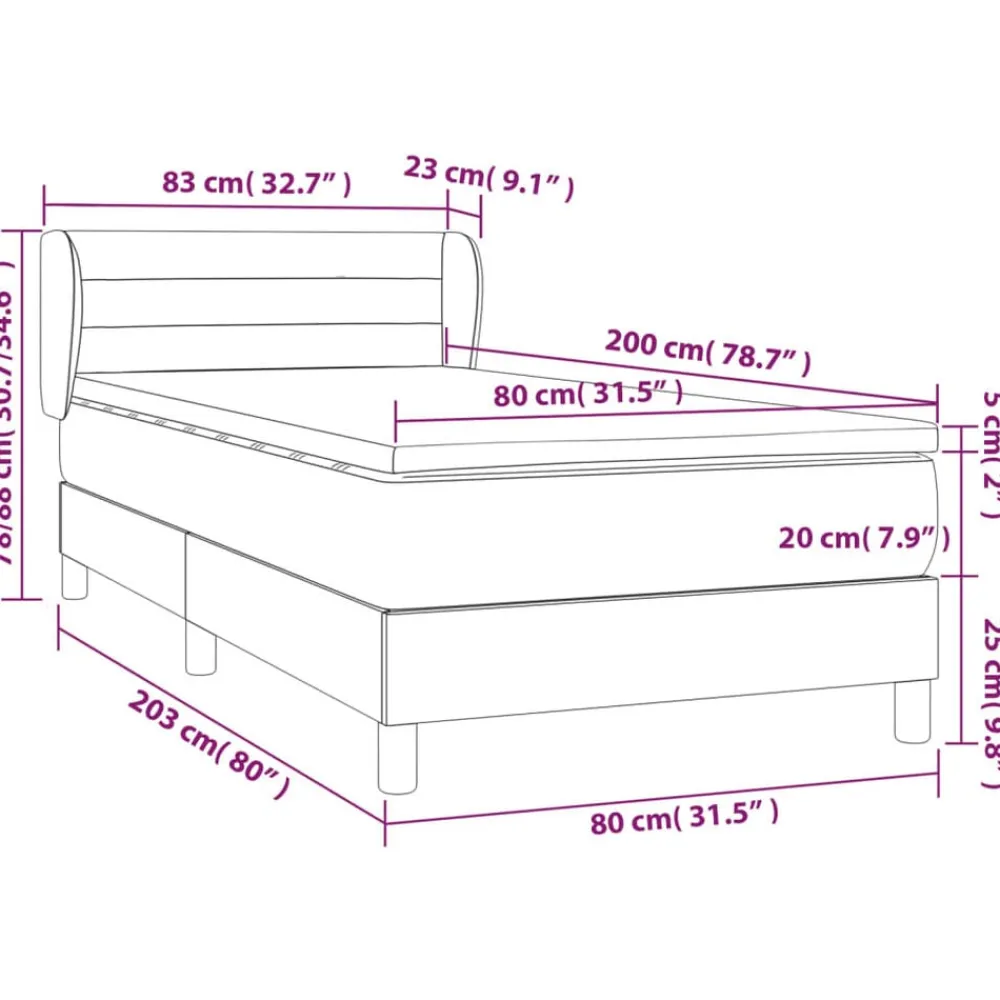 vidaXL Camas Y Accesorios-Cama box spring con colchón tela marrón oscuro 80x200 cm