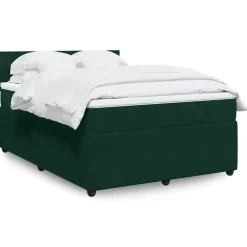 vidaXL Camas Y Accesorios-Cama box spring con colchón terciopelo verde oscuro 160x200 cm