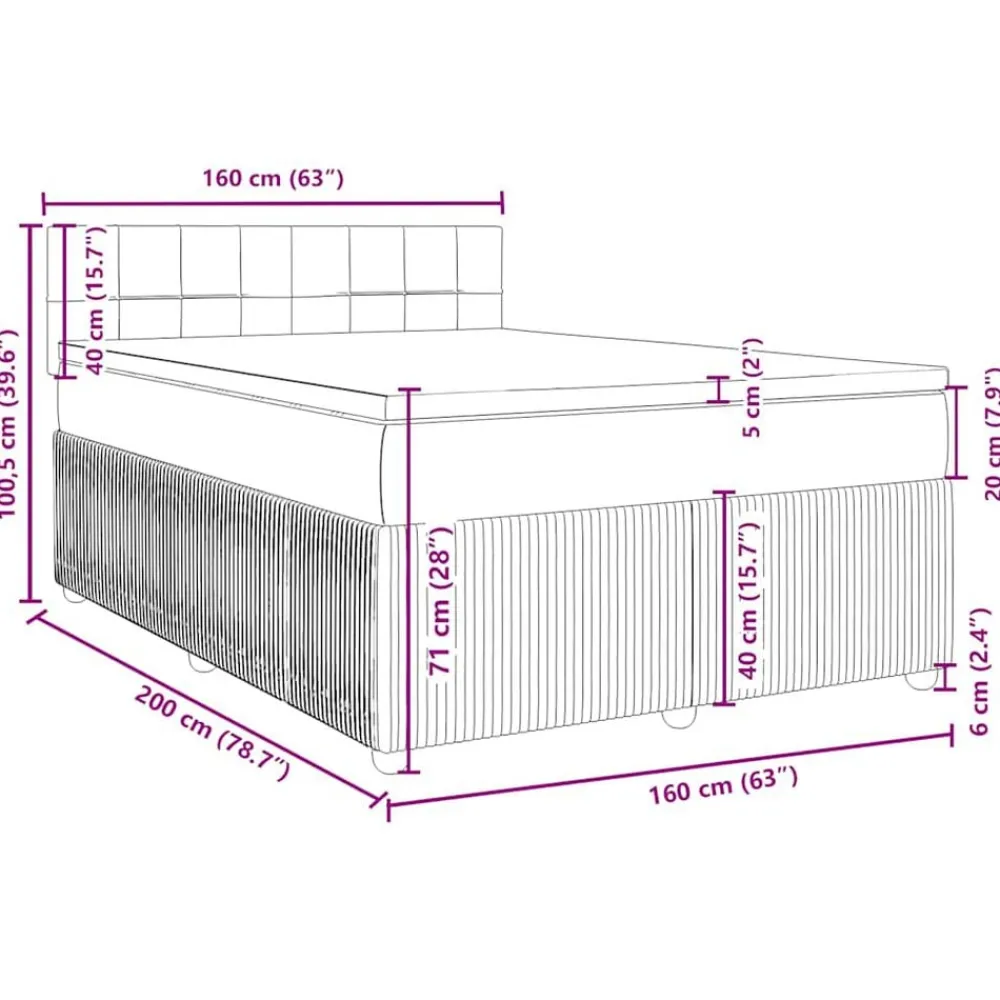 vidaXL Camas Y Accesorios-Cama box spring con colchón terciopelo verde oscuro 160x200 cm