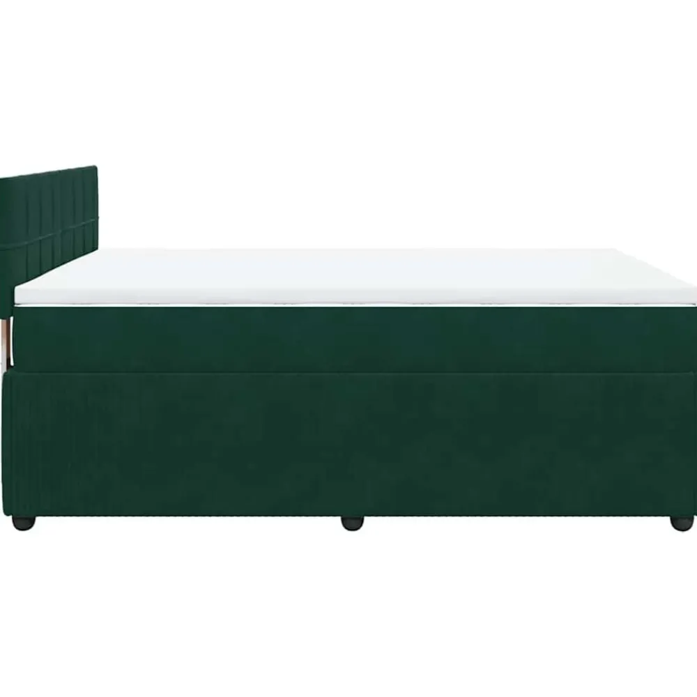 vidaXL Camas Y Accesorios-Cama box spring con colchón terciopelo verde oscuro 160x200 cm