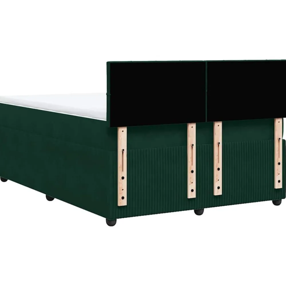 vidaXL Camas Y Accesorios-Cama box spring con colchón terciopelo verde oscuro 160x200 cm