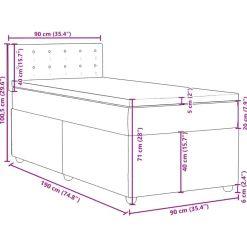 vidaXL Cama box spring individual con colchón tela Gris oscuro
