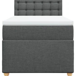 vidaXL Cama box spring individual con colchón tela Gris oscuro