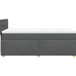 vidaXL Cama box spring individual con colchón tela Gris oscuro