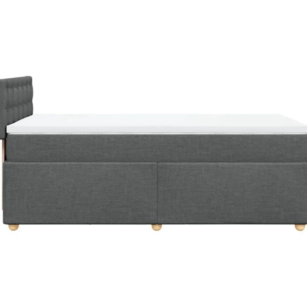 vidaXL Cama box spring individual con colchón tela Gris oscuro