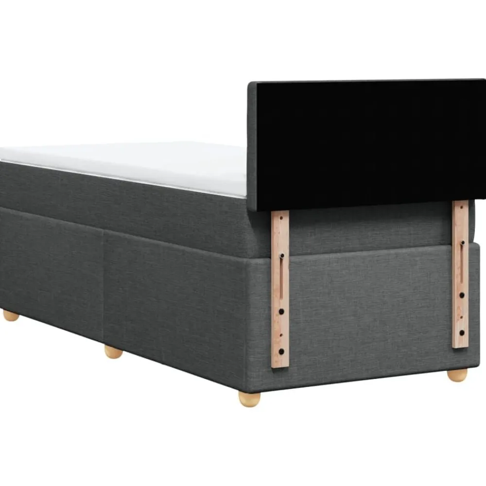 vidaXL Cama box spring individual con colchón tela Gris oscuro