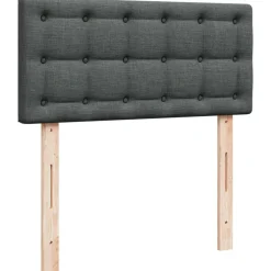 vidaXL Cama box spring individual con colchón tela Gris oscuro