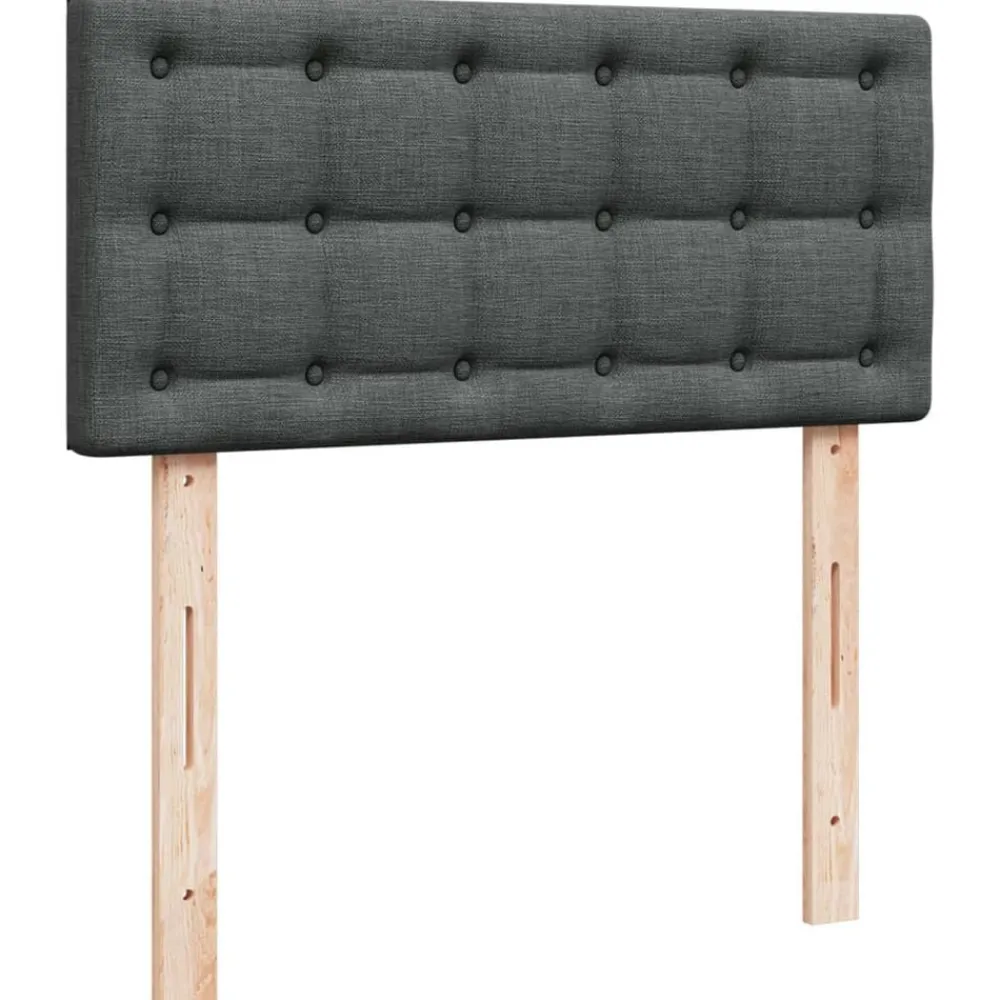 vidaXL Cama box spring individual con colchón tela Gris oscuro