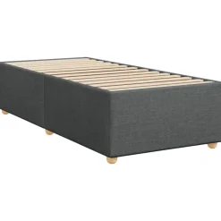 vidaXL Cama box spring individual con colchón tela Gris oscuro