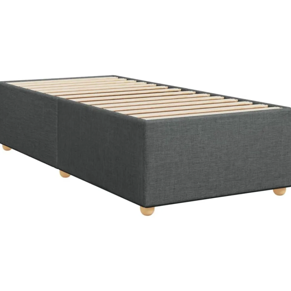 vidaXL Cama box spring individual con colchón tela Gris oscuro