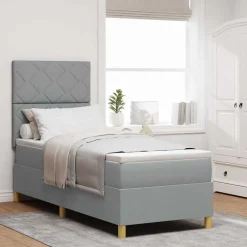 vidaXL Cama Box Spring LED con colchón 80 x 200 cm tela Gris claro New