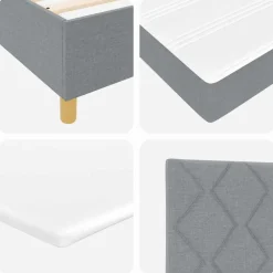 vidaXL Cama Box Spring LED con colchón 80 x 200 cm tela Gris claro New